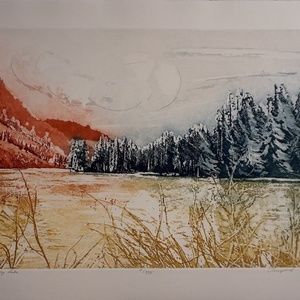 Armgard Valley Lake Hand Signed Numbered Etching in Color